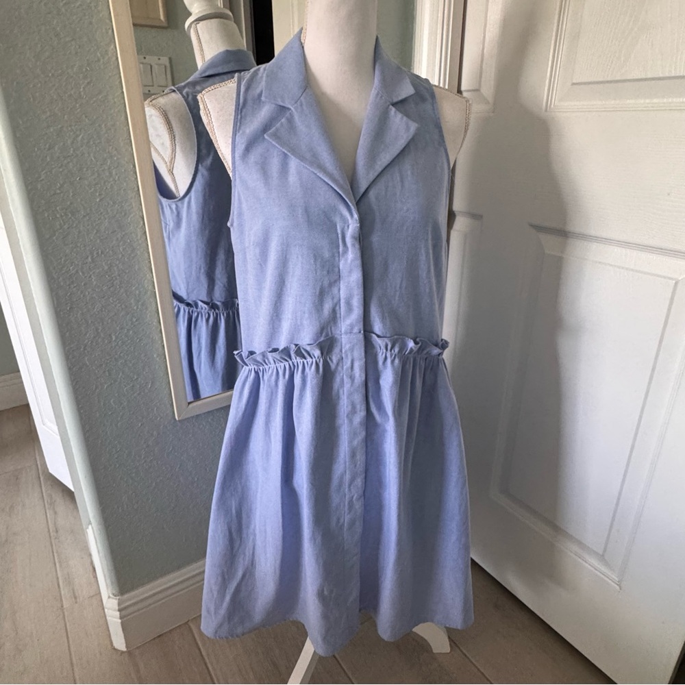 Tuckernuck Oxford Blue Sleeveless Royal Shirt Dress sz M - Picture 10 of 16